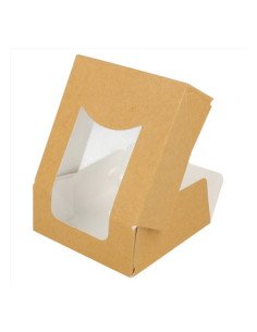 Caixa Cartão Kraft c/ Janela p/ Sushi (10x10x4cm) 50 unidades