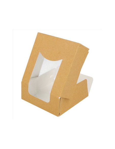Caixa Cartão Kraft c/ Janela p/ Sushi (10x10x4cm) 50 unidades
