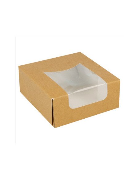 Caixa Cartão Kraft c/ Janela p/ Sushi (10x10x4cm) 50 unidades