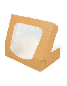 Caixa Cartão Kraft c/ Janela p/ Sushi (17,5x12x4,5cm) 50 unidades
