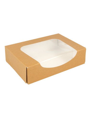 Caixa Cartão Kraft c/ Janela p/ Sushi (17,5x12x4,5cm) 50 unidades