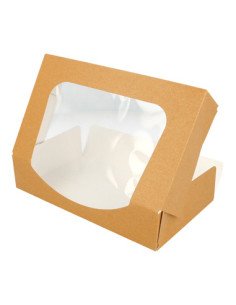 Caixa Cartão Kraft c/ Janela p/ Sushi (20x12x4,5cm) 50 unidades