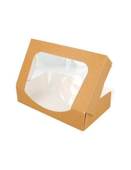 Caixa Cartão Kraft c/ Janela p/ Sushi (20x12x4,5cm) 50 unidades
