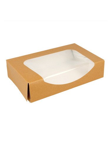 Caixa Cartão Kraft c/ Janela p/ Sushi (20x12x4,5cm) 50 unidades