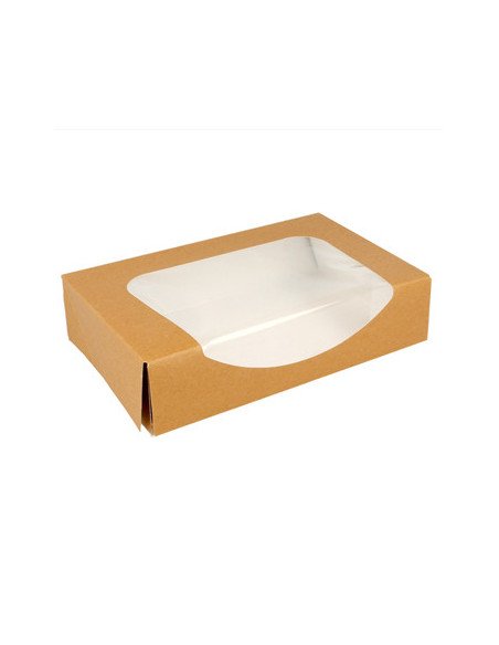 Caixa Cartão Kraft c/ Janela p/ Sushi (20x12x4,5cm) 50 unidades