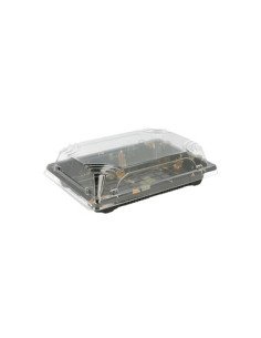 Caixa com Tampa Plástico Sushi (17x12,3x4,5cm) Preto 50 unidades