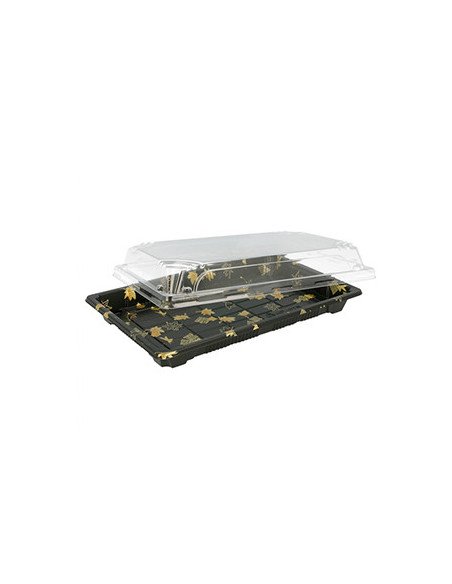 Caixa com Tampa Plástico Sushi (22x14x4cm) Preto 50 unidades