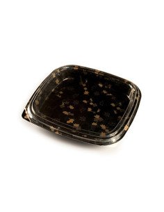 Caixa com Tampa Plástico Sushi (27x27x4,5cm) Preto 30 unidades