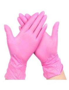 Luvas de Nitrilo Rosa sem Pó (100 unidades) 2